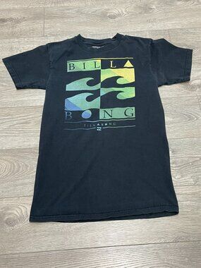 Billabong Wave Graphic‎ Tee Shirt Black Crewneck Short Sleeve Cotton Small